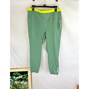 Reebok Womens Performance Leggings XXL Moss Green Gym Yoga Activewear Athleisure